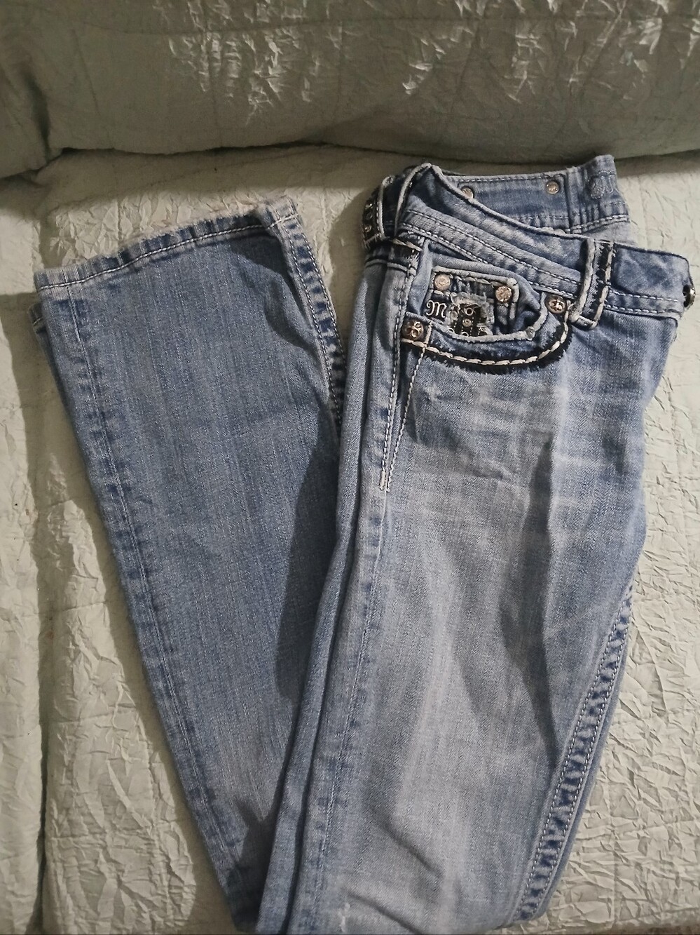 Light Blue Women's Miss Me Denim Jeans - Classic Casual Bootcut Fit